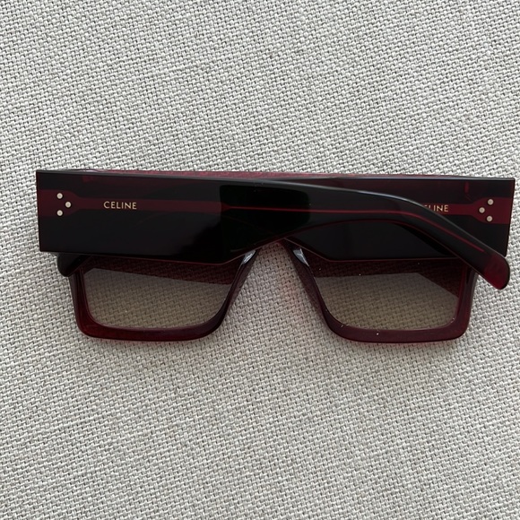 CELINE Burgundy Square Shield Sunglasses - Picture 5 of 16